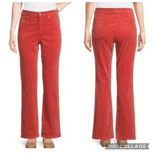 J. McLaughlin Lenni Velveteen Kick Flare Jeans Tea Rose Red 6